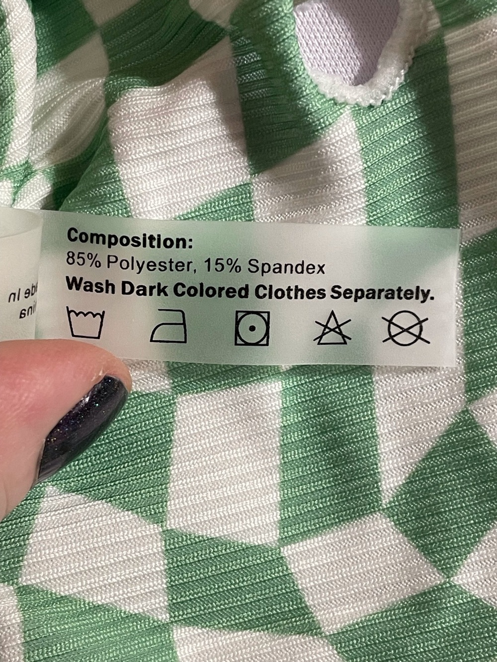 Zaful String Bikini Green & White Checkered Size 8 - Picture 10 of 14
